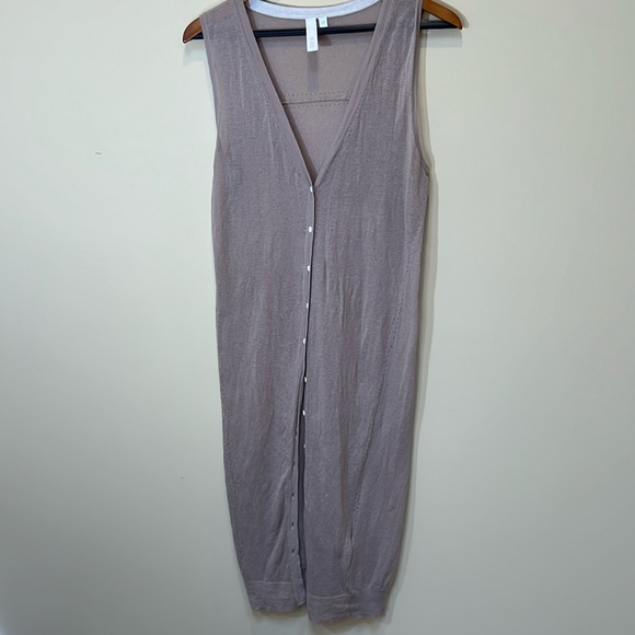 Sweaters - Womens Tan Long Sleeveless Lightweight Cardigan Sweater Sz L Boho Layers Neutral